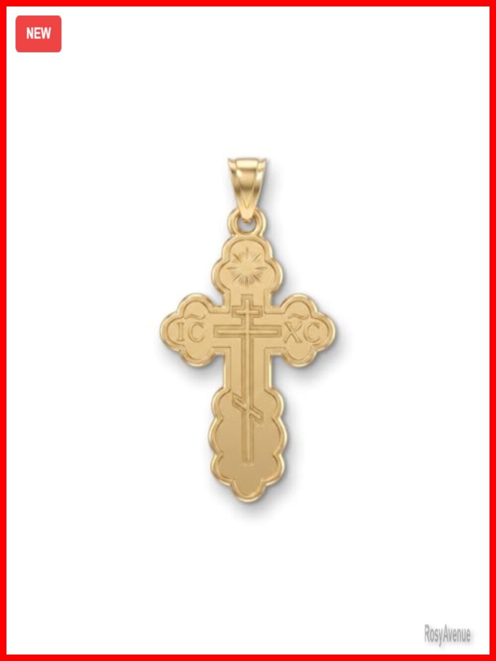 14K Yellow Gold Orthodox Cross Pendant 1.25in Handcrafted USA